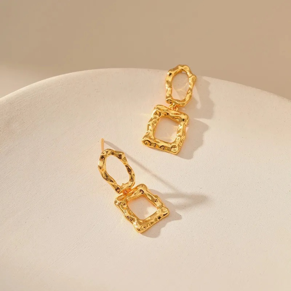 Gold Bezel Earring